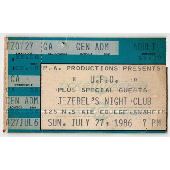 Vintage 1986 UFO Concert Ticket Stub Anaheim CA - Picture 1 of 1